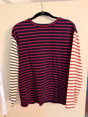 English Factory Navy and Red Striped Long Sleeve Top